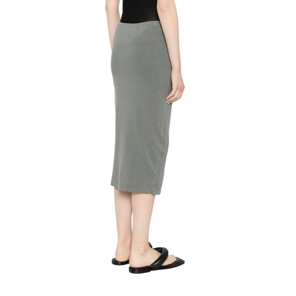 James Perse Brushed Jersey Skirt Gray Ruched Midi Skirt Size‎ 1 Casual Chic